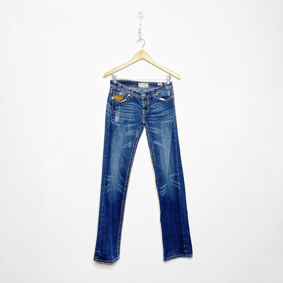 Vintage y2k 00s Mek Denim Oaxaca Boot Cut Jeans western low rise Womens 25 - Picture 1 of 8